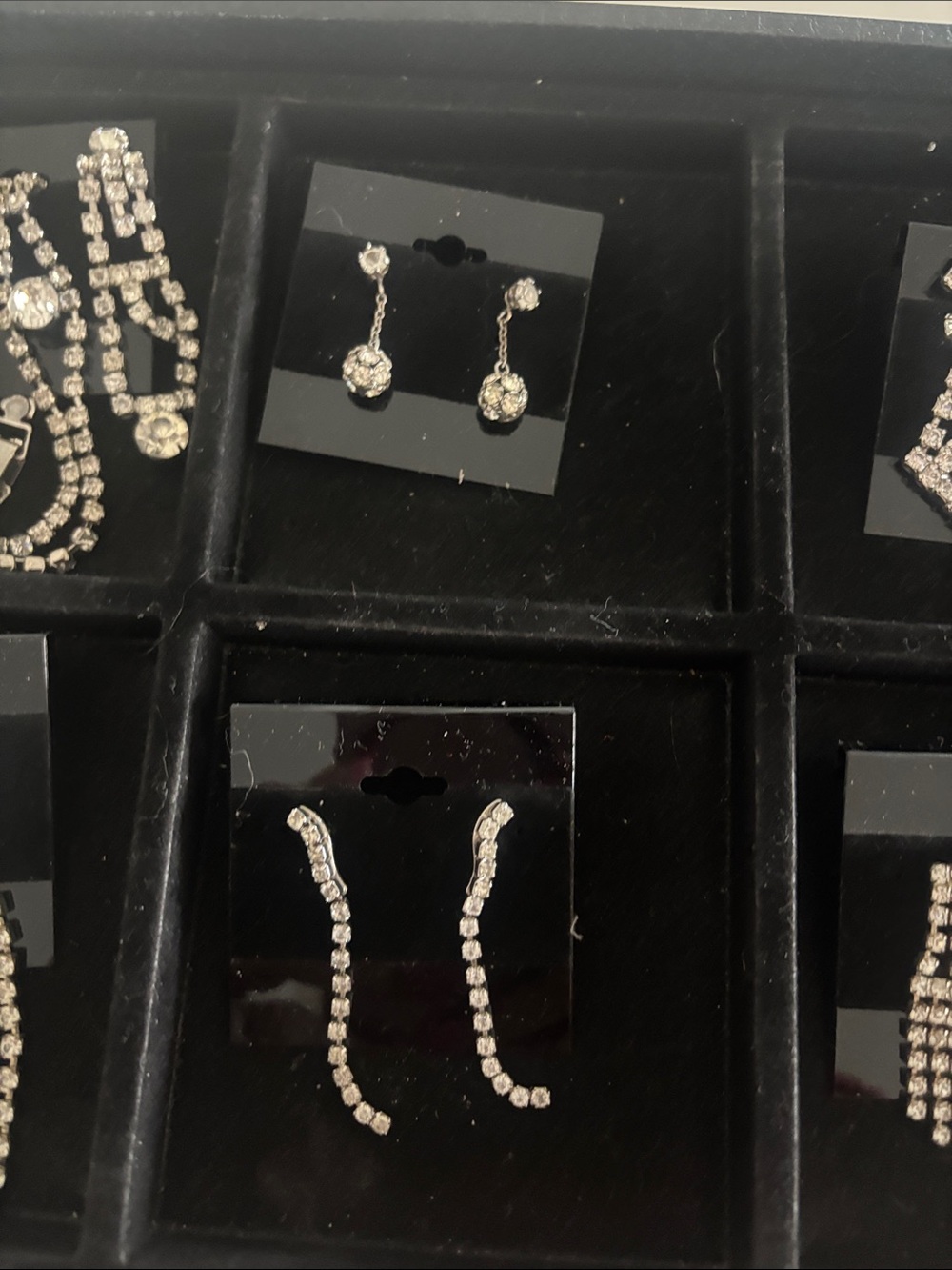 Silver Crystal Drop Earrings - Women Jewelry - Picture 3 of 5